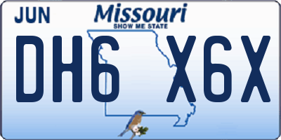 MO license plate DH6X6X