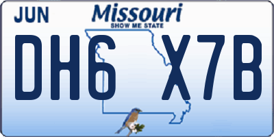 MO license plate DH6X7B