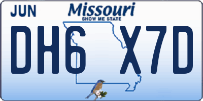 MO license plate DH6X7D