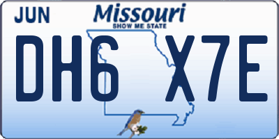 MO license plate DH6X7E