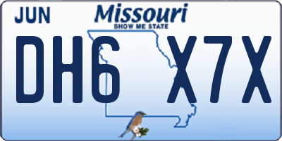 MO license plate DH6X7X