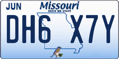 MO license plate DH6X7Y