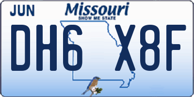 MO license plate DH6X8F