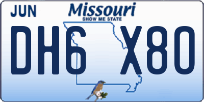 MO license plate DH6X8O
