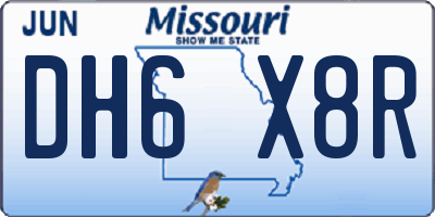 MO license plate DH6X8R