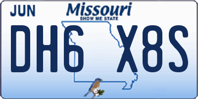 MO license plate DH6X8S