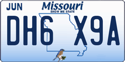 MO license plate DH6X9A