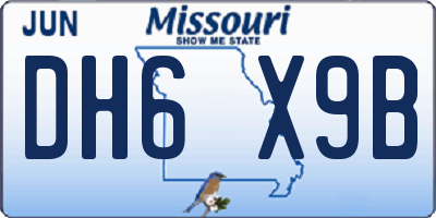 MO license plate DH6X9B