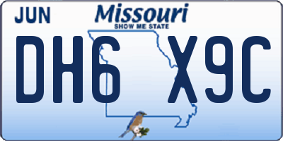 MO license plate DH6X9C