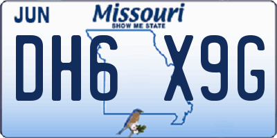 MO license plate DH6X9G