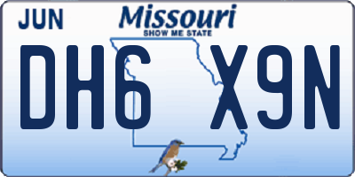 MO license plate DH6X9N
