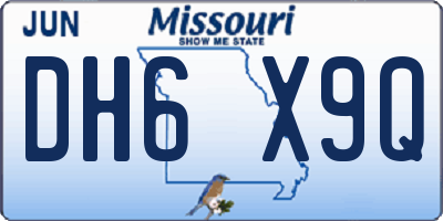 MO license plate DH6X9Q