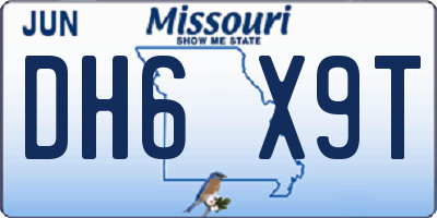 MO license plate DH6X9T