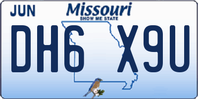 MO license plate DH6X9U
