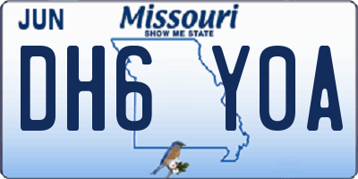 MO license plate DH6Y0A