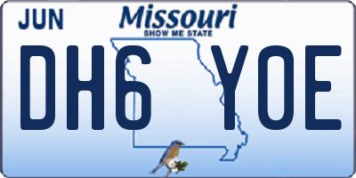 MO license plate DH6Y0E