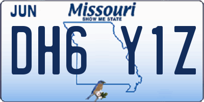 MO license plate DH6Y1Z