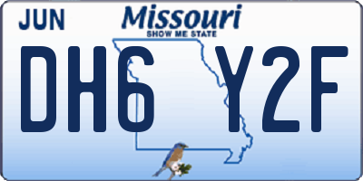 MO license plate DH6Y2F