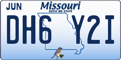 MO license plate DH6Y2I