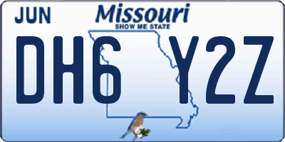 MO license plate DH6Y2Z