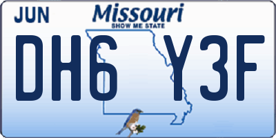 MO license plate DH6Y3F