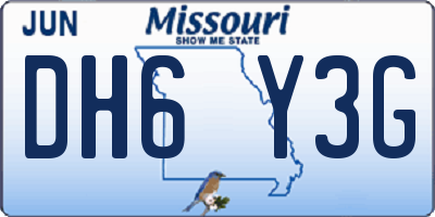 MO license plate DH6Y3G
