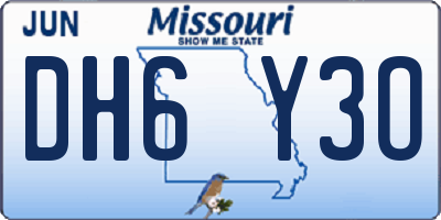 MO license plate DH6Y3O