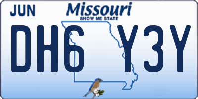MO license plate DH6Y3Y