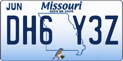 MO license plate DH6Y3Z
