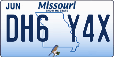 MO license plate DH6Y4X