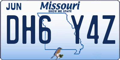 MO license plate DH6Y4Z