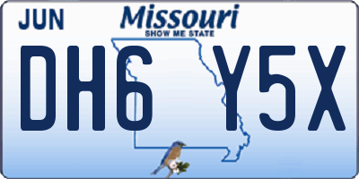 MO license plate DH6Y5X