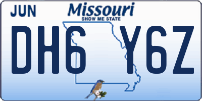 MO license plate DH6Y6Z