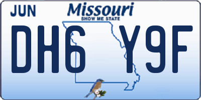MO license plate DH6Y9F