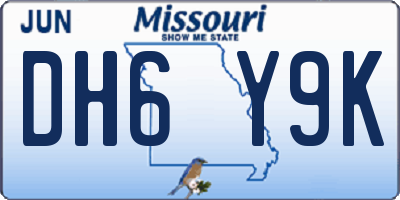 MO license plate DH6Y9K