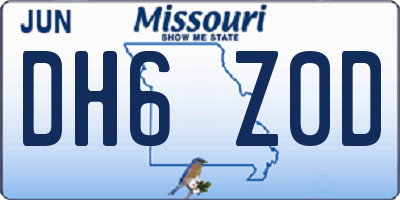 MO license plate DH6Z0D