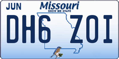 MO license plate DH6Z0I