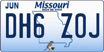 MO license plate DH6Z0J
