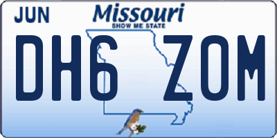 MO license plate DH6Z0M