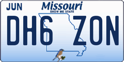 MO license plate DH6Z0N