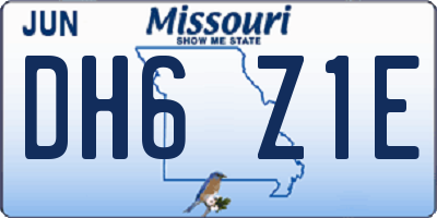 MO license plate DH6Z1E