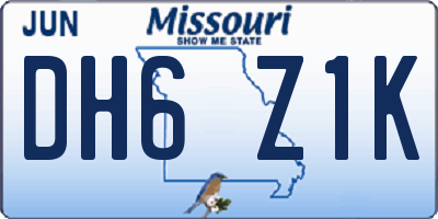MO license plate DH6Z1K