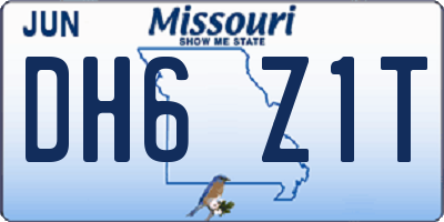 MO license plate DH6Z1T
