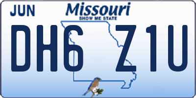 MO license plate DH6Z1U
