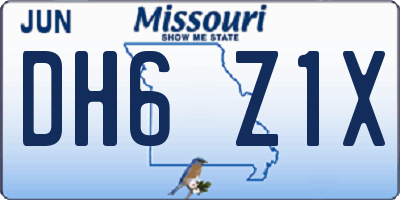 MO license plate DH6Z1X
