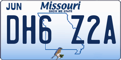 MO license plate DH6Z2A