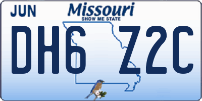 MO license plate DH6Z2C