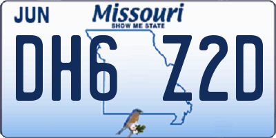 MO license plate DH6Z2D