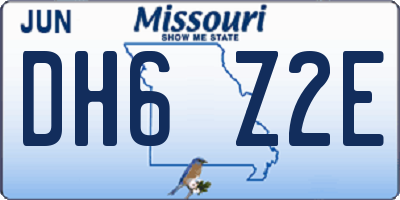 MO license plate DH6Z2E