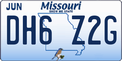 MO license plate DH6Z2G
